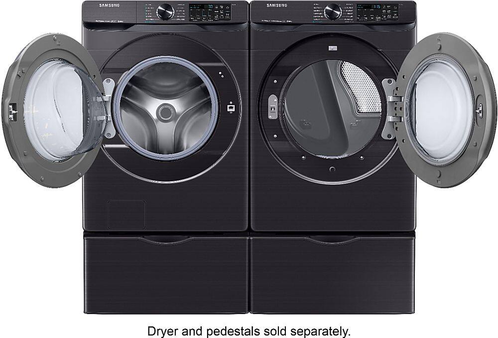 Alt View 23. Samsung - 5.0 Cu. Ft. High-Efficiency Stackable Smart Front Load Washer with Steam - Black stainless steel.
