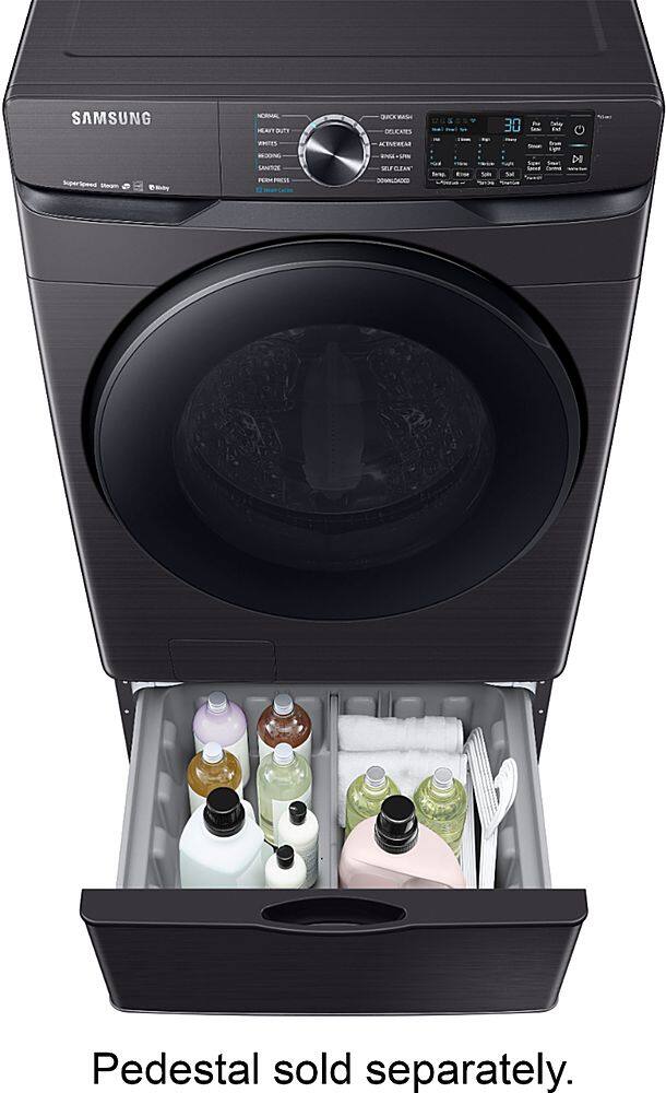 Alt View 27. Samsung - 5.0 Cu. Ft.  High-Efficiency Stackable Smart Front Load Washer with Steam - Black stainless steel.