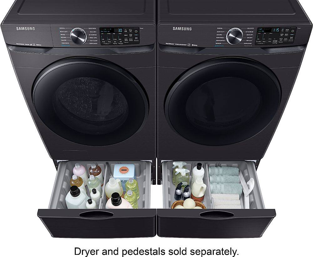 Alt View 28. Samsung - 5.0 Cu. Ft.  High-Efficiency Stackable Smart Front Load Washer with Steam - Black stainless steel.