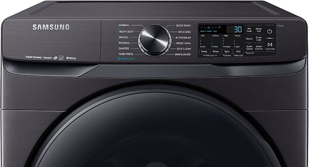 Alt View 2. Samsung - 5.0 Cu. Ft.  High-Efficiency Stackable Smart Front Load Washer with Steam - Black stainless steel.