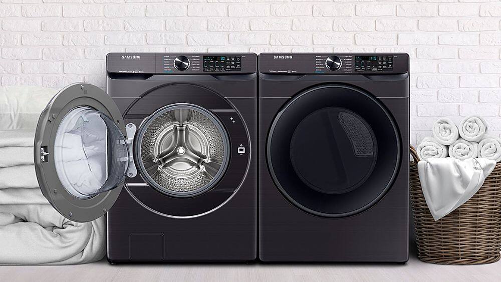Alt View 31. Samsung - 5.0 Cu. Ft.  High-Efficiency Stackable Smart Front Load Washer with Steam - Black stainless steel.