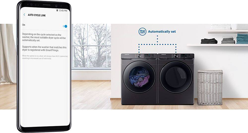 Alt View 32. Samsung - 5.0 Cu. Ft. High-Efficiency Stackable Smart Front Load Washer with Steam - Black stainless steel.