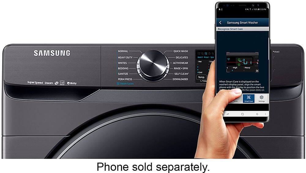 Alt View 34. Samsung - 5.0 Cu. Ft.  High-Efficiency Stackable Smart Front Load Washer with Steam - Black stainless steel.