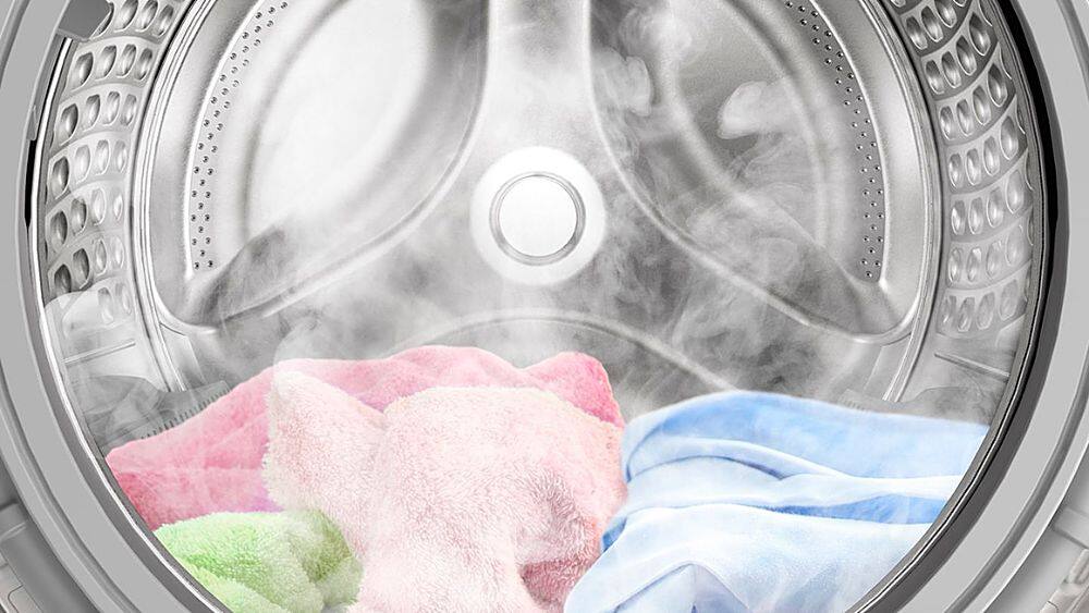 Alt View 35. Samsung - 5.0 Cu. Ft.  High-Efficiency Stackable Smart Front Load Washer with Steam - Black stainless steel.