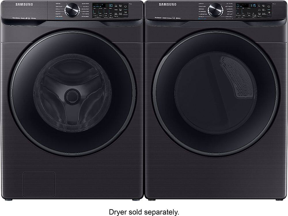 Alt View 6. Samsung - 5.0 Cu. Ft.  High-Efficiency Stackable Smart Front Load Washer with Steam - Black stainless steel.