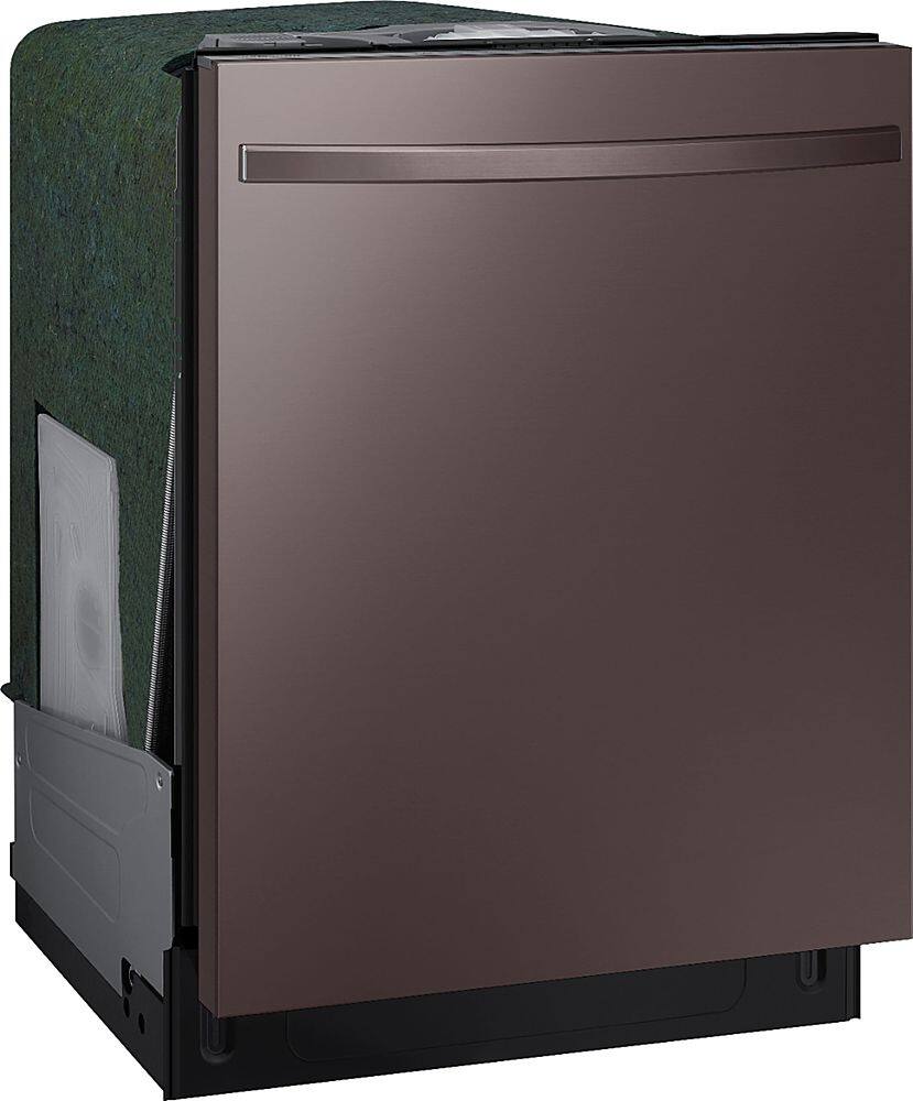 Angle. Samsung - StormWash 24" Top Control Built-In Dishwasher with AutoRelease Dry, 3rd Rack, 48 dBA - Tuscan Stainless Steel.