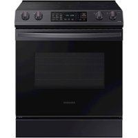 Samsung - 6.3 cu. ft. Front Control Slide-in Electric Range with Convection & Wi-Fi, Fingerprint Resistant - Black Stainless Steel - Front_Zoom