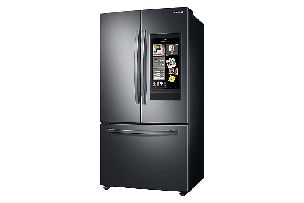 Alt View 11. Samsung - 28 cu. ft. 3-Door French Door Smart Refrigerator with Family Hub - Fingerprint Resistant Black Stainless Steel.