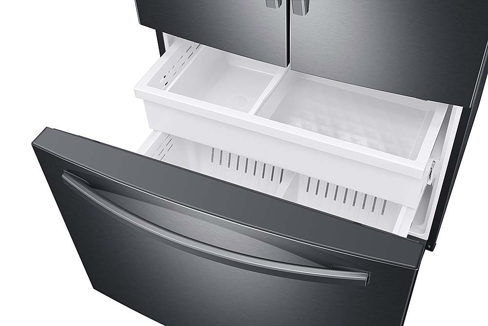 Alt View 15. Samsung - 28 cu. ft. 3-Door French Door Smart Refrigerator with Family Hub - Fingerprint Resistant Black Stainless Steel.