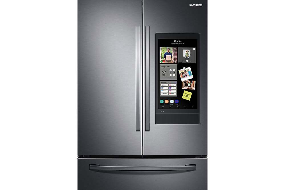 Alt View 16. Samsung - 28 cu. ft. 3-Door French Door Smart Refrigerator with Family Hub - Fingerprint Resistant Black Stainless Steel.