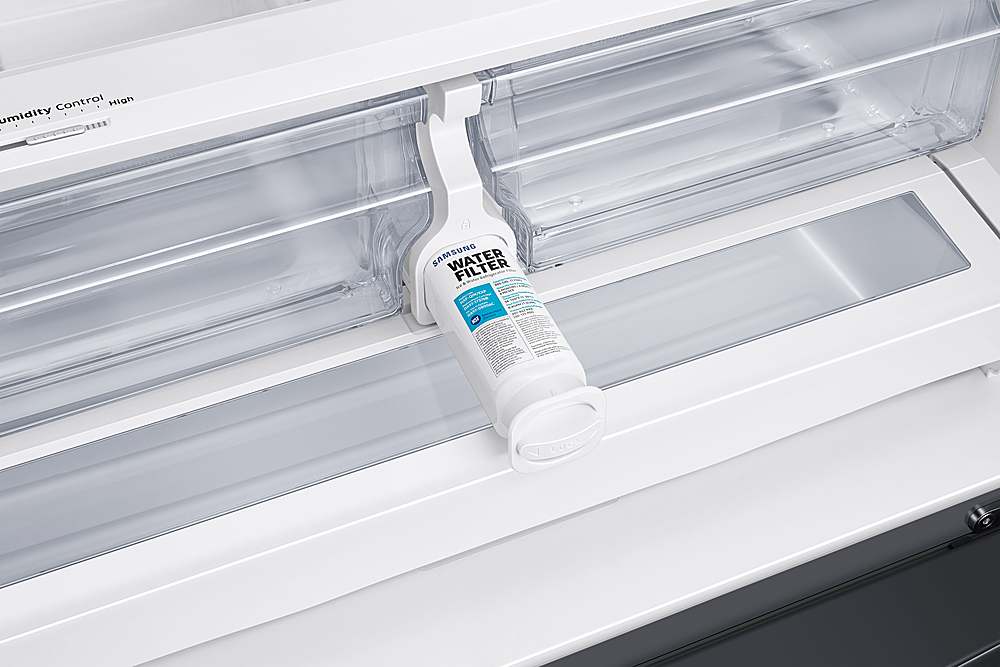 Alt View 21. Samsung - 28 cu. ft. 3-Door French Door Smart Refrigerator with Family Hub - Fingerprint Resistant Black Stainless Steel.