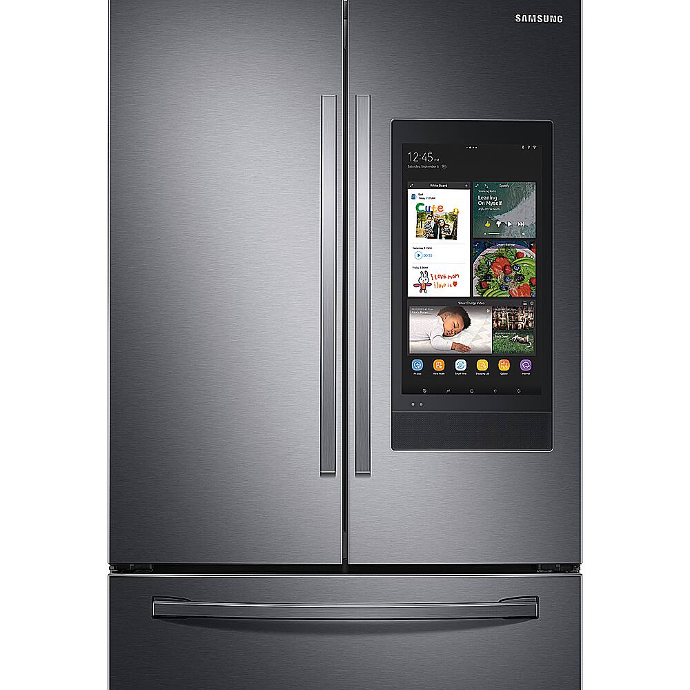 Alt View 29. Samsung - 28 cu. ft. 3-Door French Door Smart Refrigerator with Family Hub - Fingerprint Resistant Black Stainless Steel.