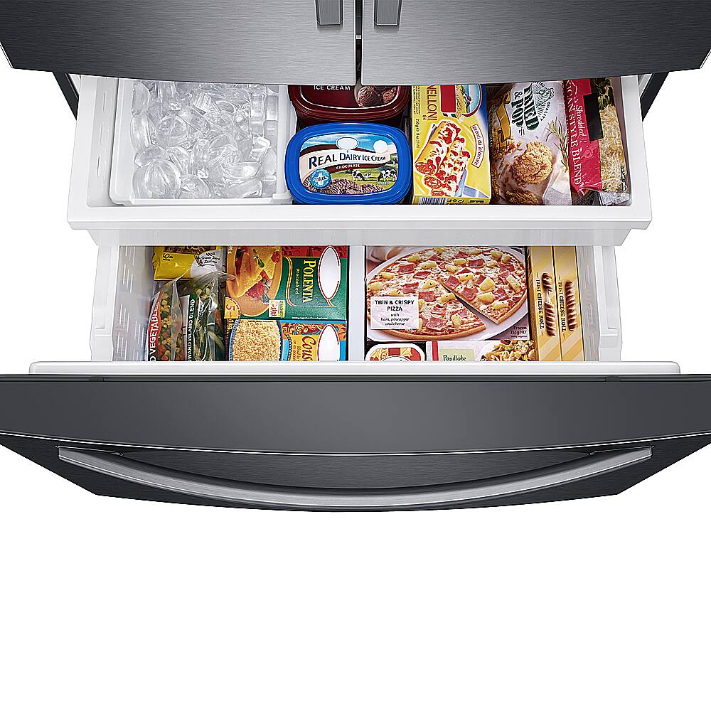 Alt View 30. Samsung - 28 cu. ft. 3-Door French Door Smart Refrigerator with Family Hub - Fingerprint Resistant Black Stainless Steel.