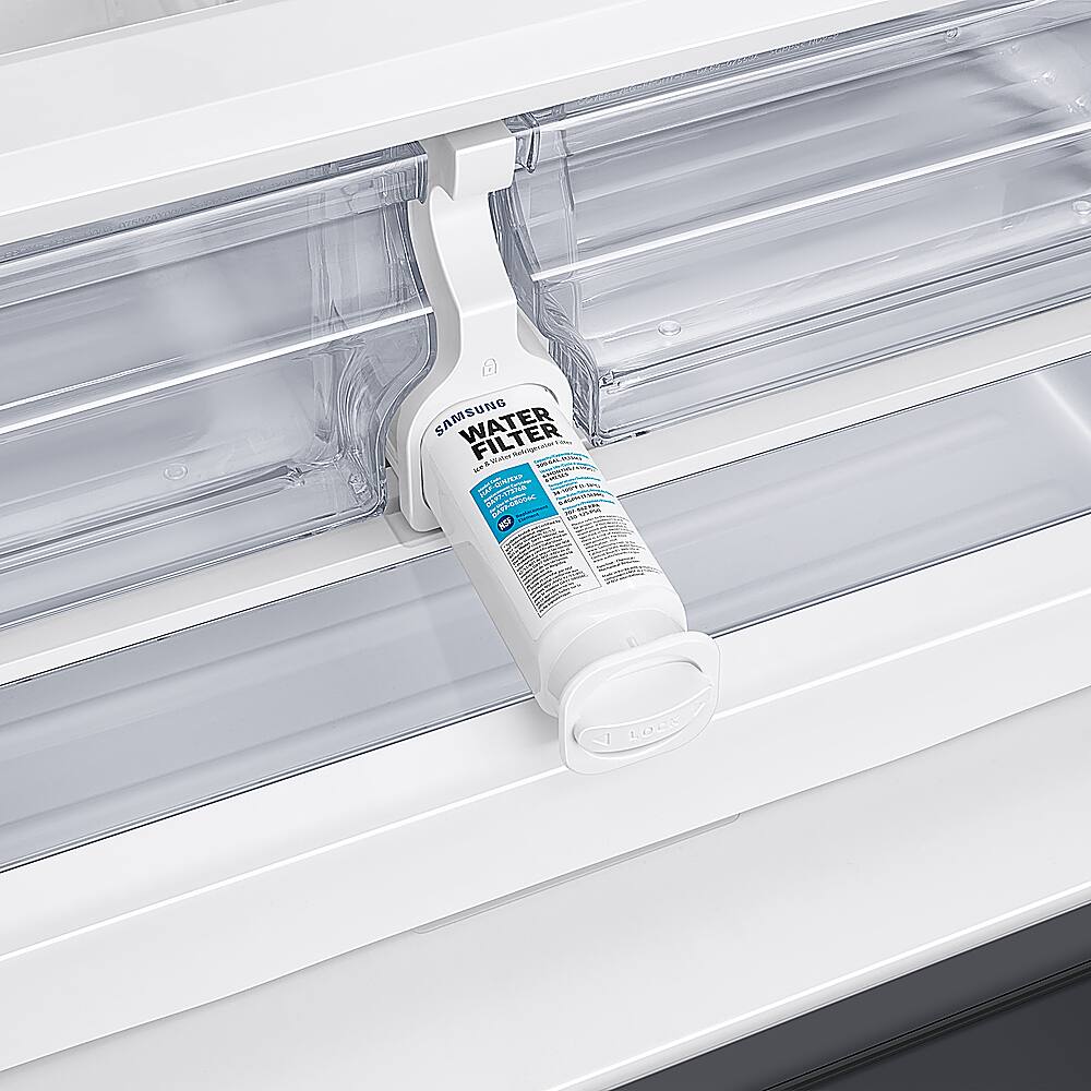 Alt View 34. Samsung - 28 cu. ft. 3-Door French Door Smart Refrigerator with Family Hub - Fingerprint Resistant Black Stainless Steel.