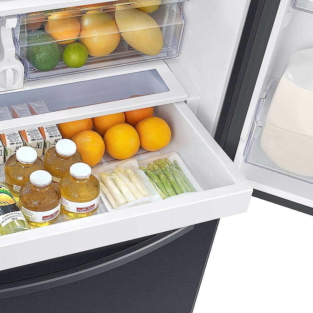 Alt View 35. Samsung - 28 cu. ft. 3-Door French Door Smart Refrigerator with Family Hub - Fingerprint Resistant Black Stainless Steel.