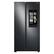 Front. Samsung - 27.3 cu. ft. Side-by-Side Smart Refrigerator with Family Hub - Fingerprint Resistant Black Stainless Steel.