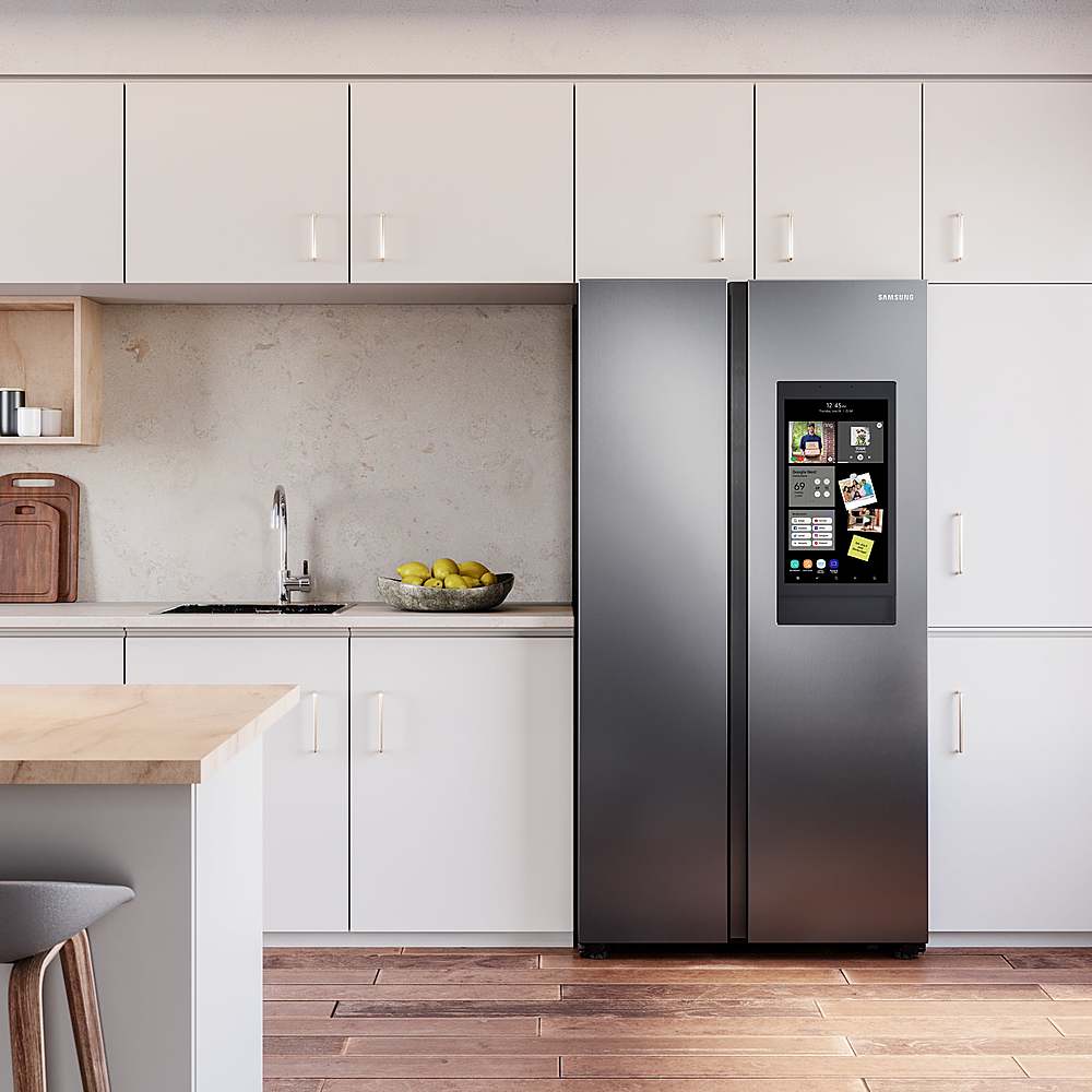 Alt View 11. Samsung - 27.3 cu. ft. Side-by-Side Smart Refrigerator with Family Hub - Fingerprint Resistant Black Stainless Steel.
