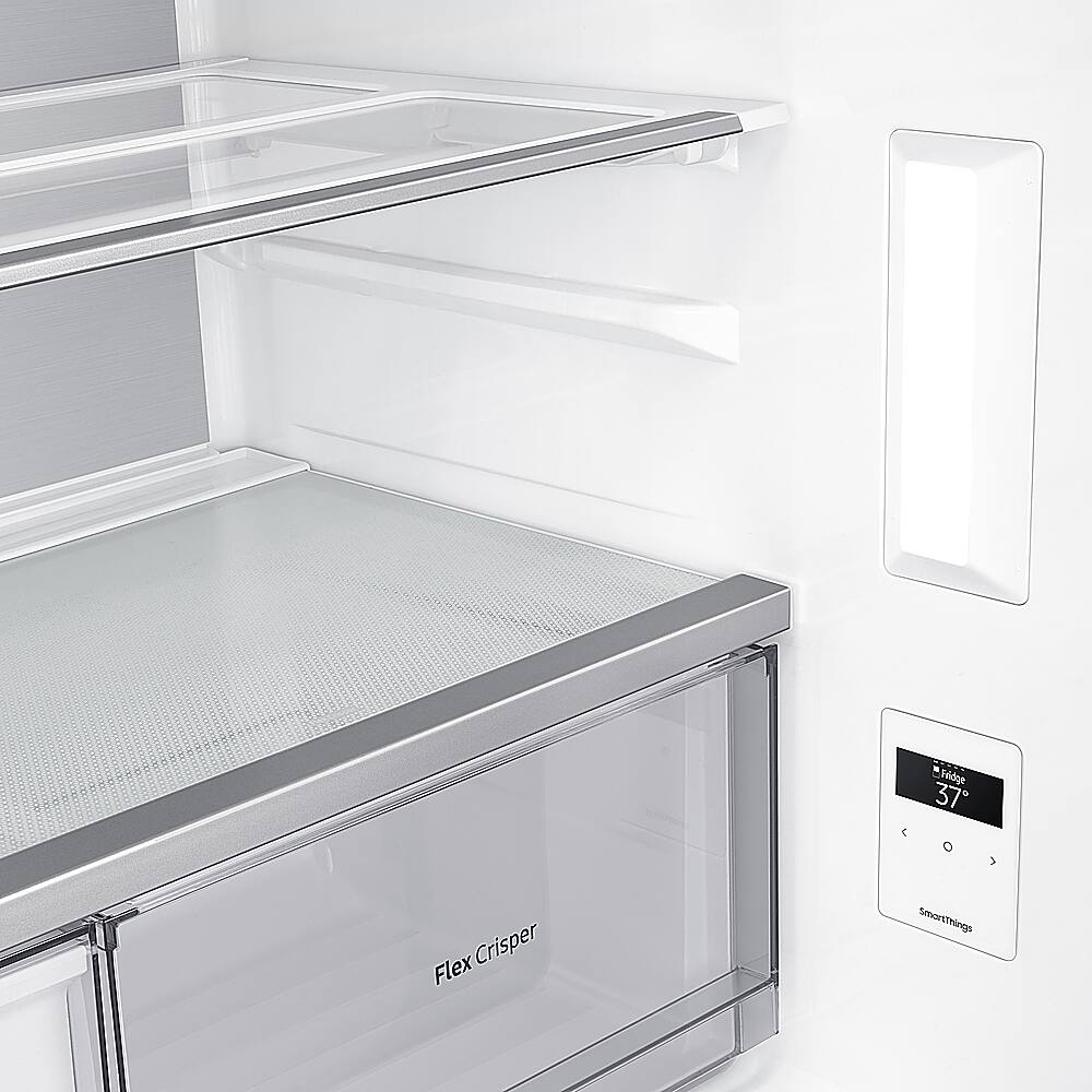 Alt View 19. Samsung - 23 cu. ft. 4-Door Flex French Door Counter Depth Smart Refrigerator with Beverage Center - Fingerprint Resistant Black Stainless Steel.