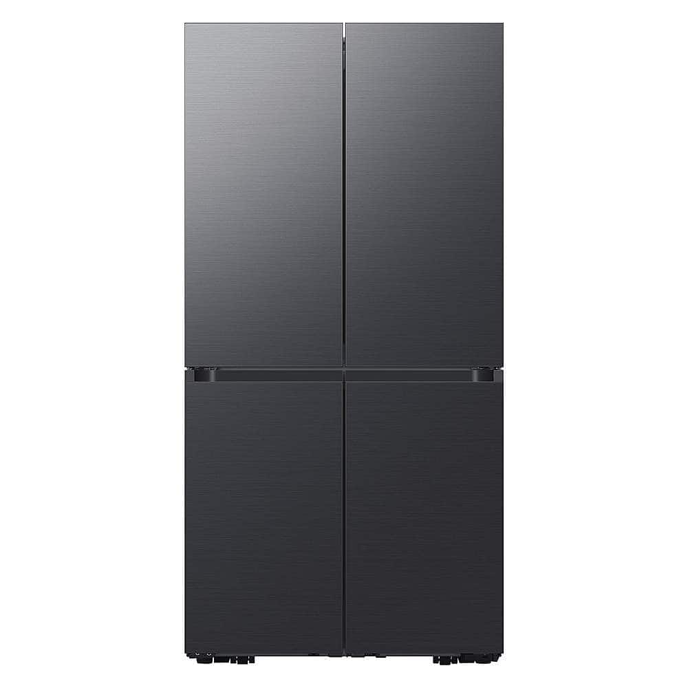 Samsung - BESPOKE 29 cu. ft. 4-Door Flex French Door Smart Refrigerator with Customizable Panel Colors - Matte Black Steel - Front_Zoom