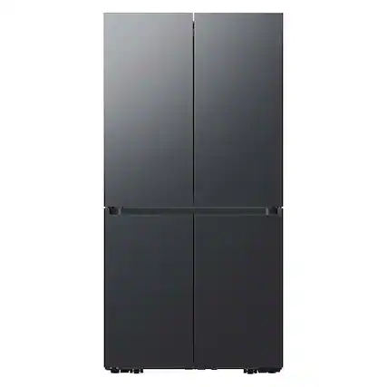 Front. Samsung - BESPOKE 29 cu. ft. 4-Door Flex French Door Smart Refrigerator with Customizable Panel Colors - Matte Black Steel.