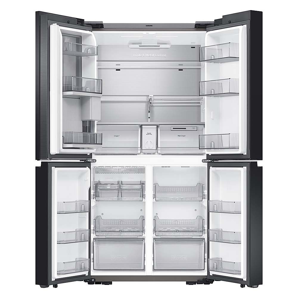 Alt View 12. Samsung - BESPOKE 29 cu. ft. 4-Door Flex French Door Smart Refrigerator with Customizable Panel Colors - Matte Black Steel.