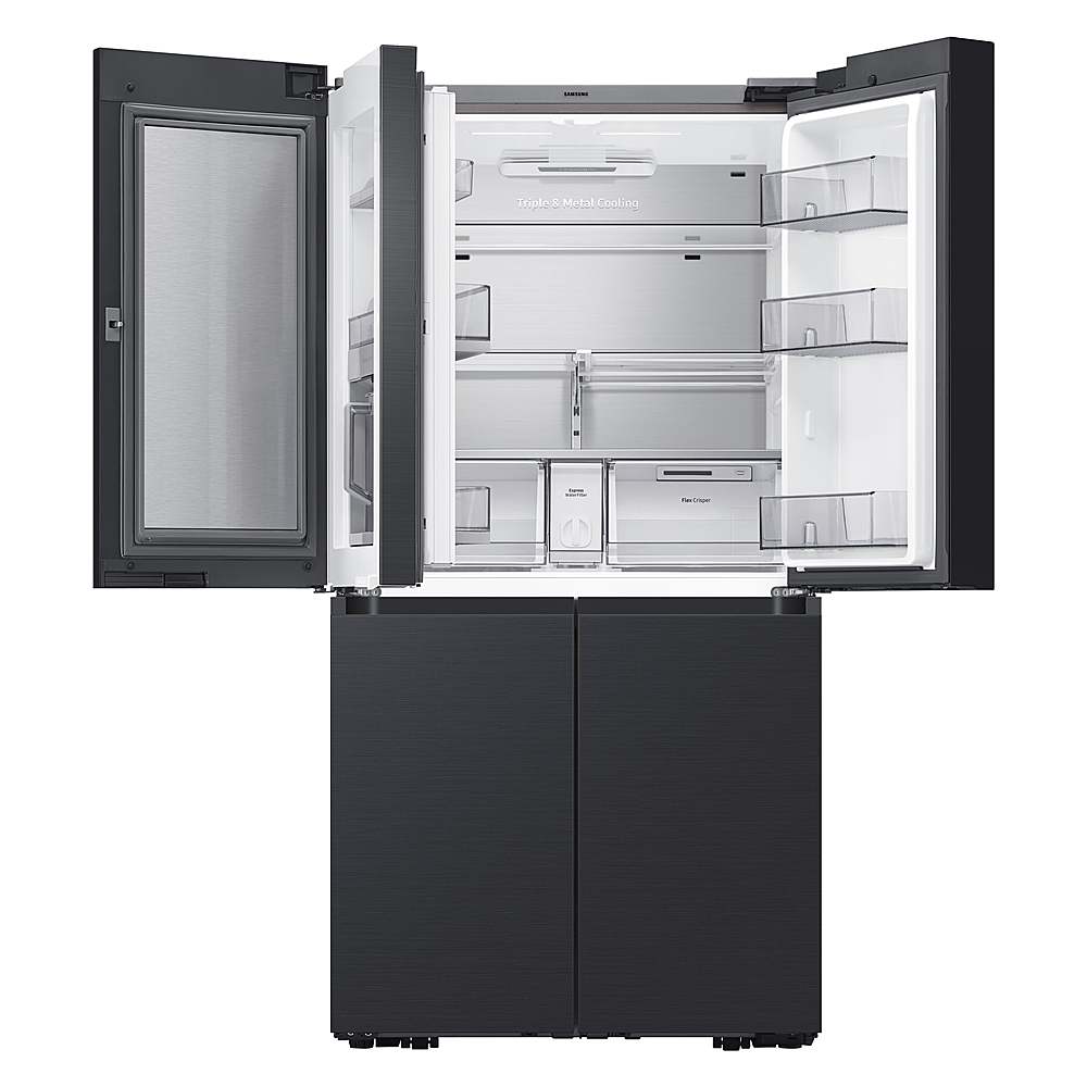 Alt View 13. Samsung - BESPOKE 29 cu. ft. 4-Door Flex French Door Smart Refrigerator with Customizable Panel Colors - Matte Black Steel.