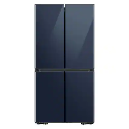 Front. Samsung - BESPOKE 29 cu. ft. 4-Door Flex French Door Smart Refrigerator with Customizable Panel Colors - Navy Glass.