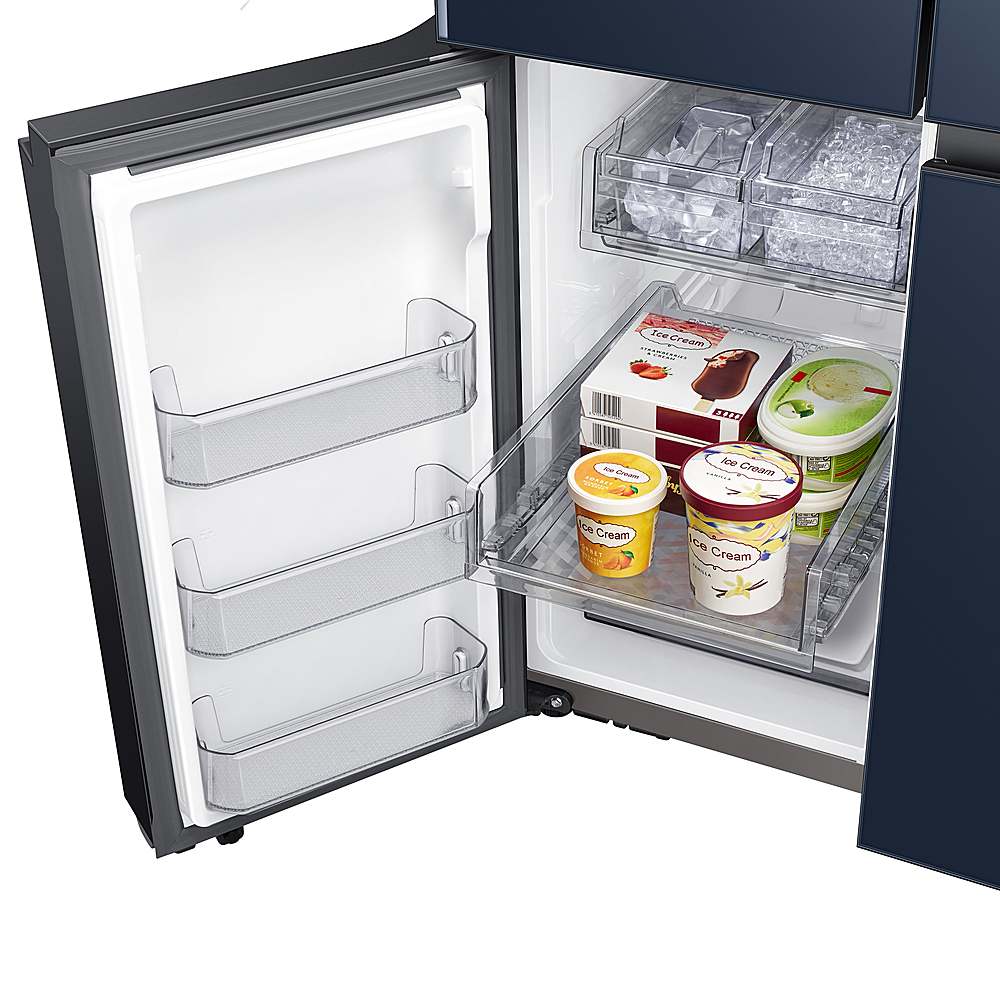 Alt View 23. Samsung - BESPOKE 29 cu. ft. 4-Door Flex French Door Smart Refrigerator with Customizable Panel Colors - Navy Glass.