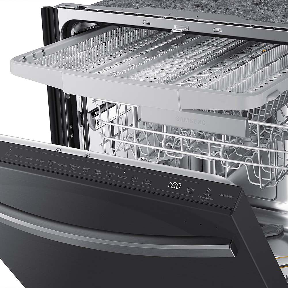 Alt View 19. Samsung - Smart 44dBA Dishwasher with StormWash+ - Fingerprint Resistant Black Stainless Steel.