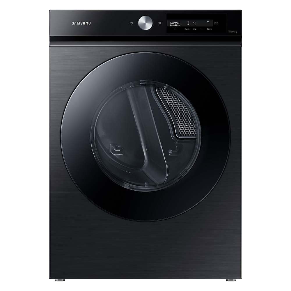 Samsung - BESPOKE 7.5 cu. ft. Large Capacity Electric Dryer with Super Speed Dry and AI Smart Dial - Brushed Black - Front_Zoom