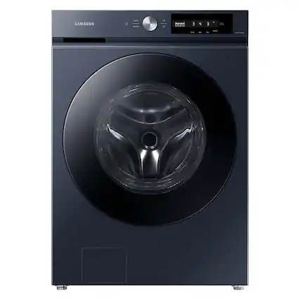 Front. Samsung - BESPOKE 4.6 Cu. Ft. High-Efficiency Stackable Smart Front Load Washer with Steam and Super Speed Wash - Brushed Navy.