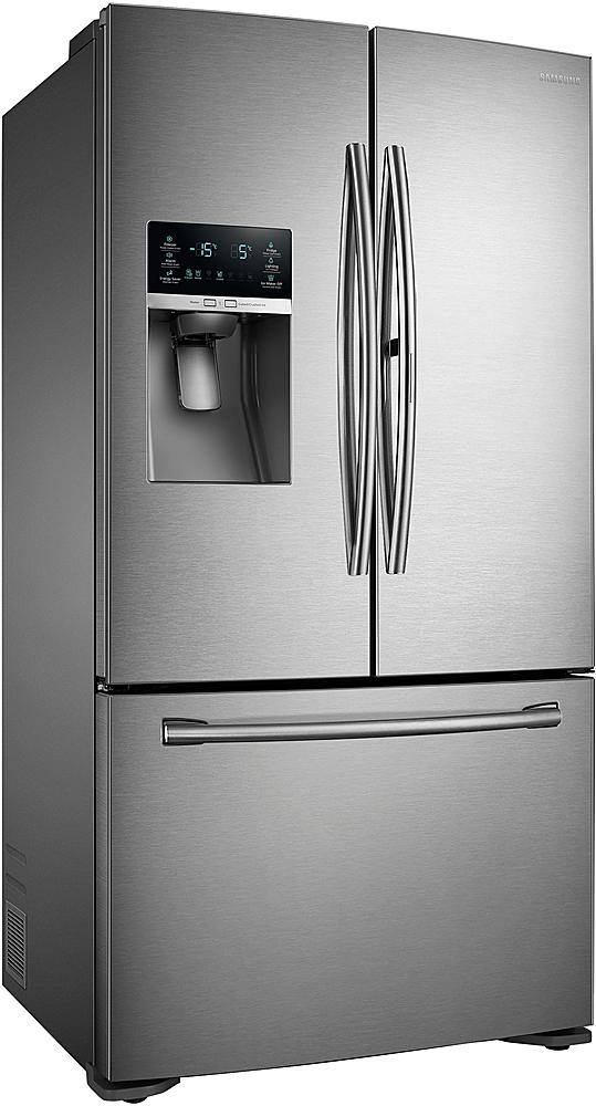 Angle. Samsung - 23 Cu. Ft. Counter Depth 3-Door Refrigerator with Food ShowCase - Stainless steel.