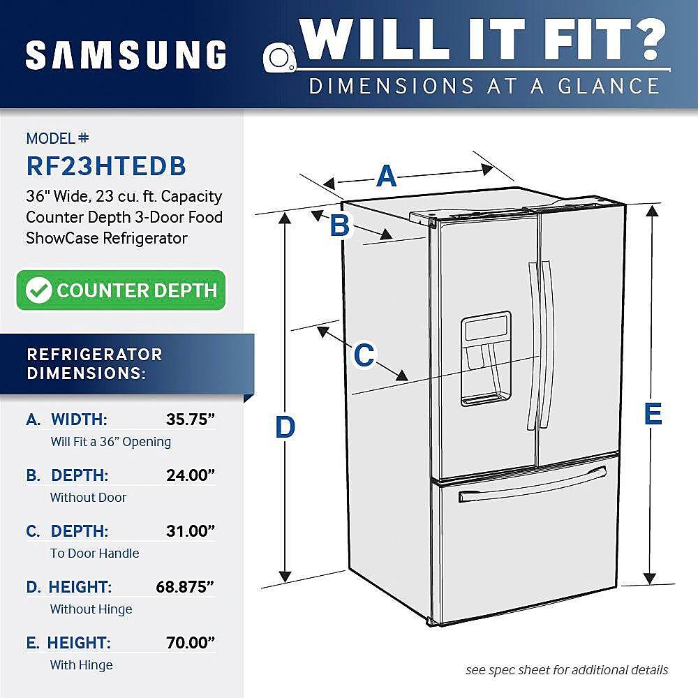 Alt View 14. Samsung - 23 Cu. Ft. Counter Depth 3-Door Refrigerator with Food ShowCase - Stainless steel.