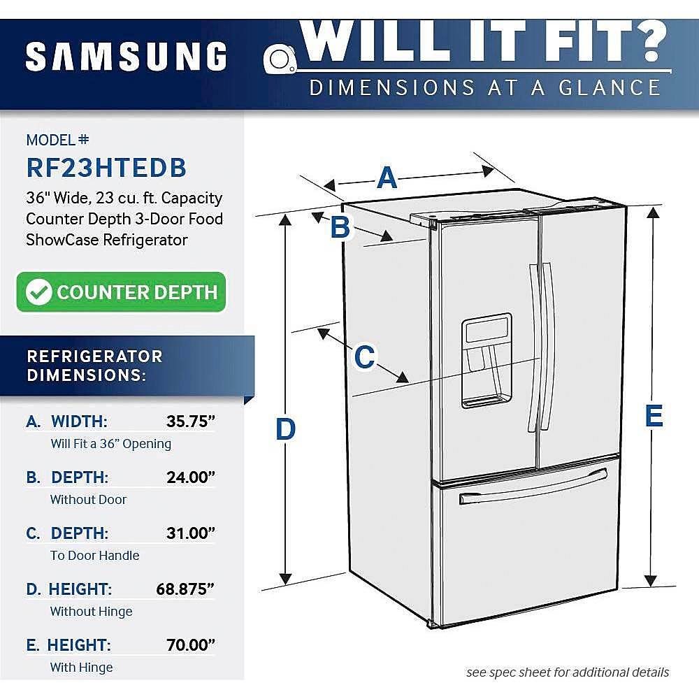 Alt View 15. Samsung - 23 Cu. Ft. Counter Depth 3-Door Refrigerator with Food ShowCase - Stainless steel.