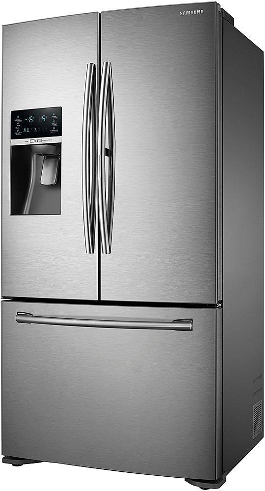 Left. Samsung - 23 Cu. Ft. Counter Depth 3-Door Refrigerator with Food ShowCase - Stainless steel.