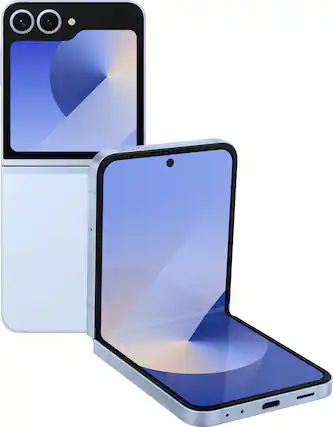 Front. Samsung - Galaxy Z Flip6 256GB (Unlocked) - Light Blue.