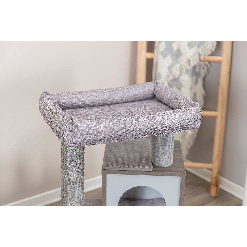 Alt View 2. TRIXIE - Mali Sisal & Wood 34" Cat Tree with Scratching Posts & Pads, Condos, Ramp - Gray.