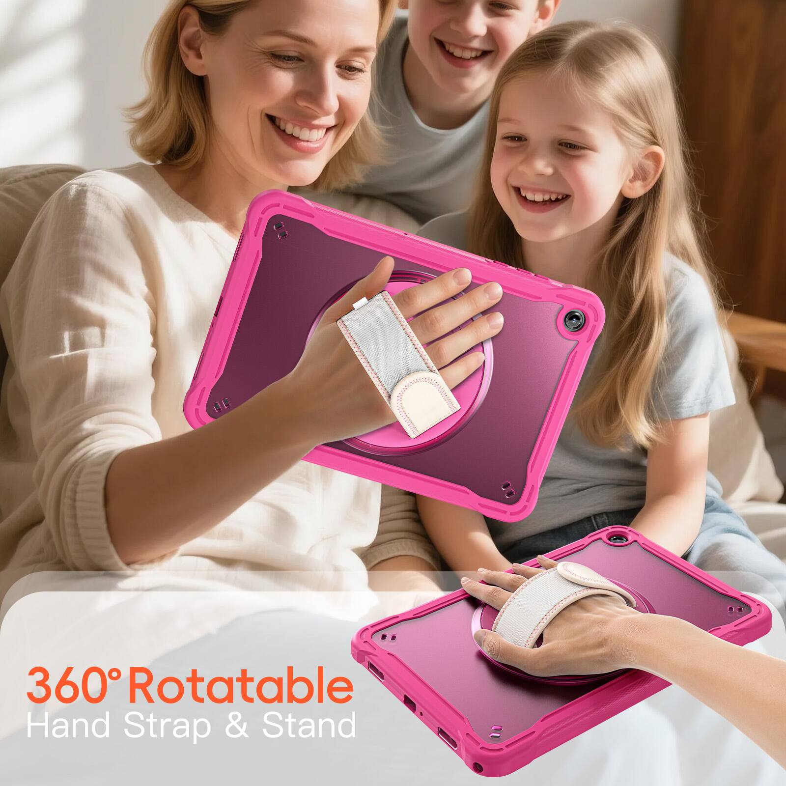 360° Rotatable Hand Strap & Stand