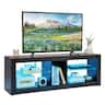 Gymax - TV Stand w/ LED Light for TVs up to 65 inch w/ Adjustable Tempered Glass Shelves - Black, Brown