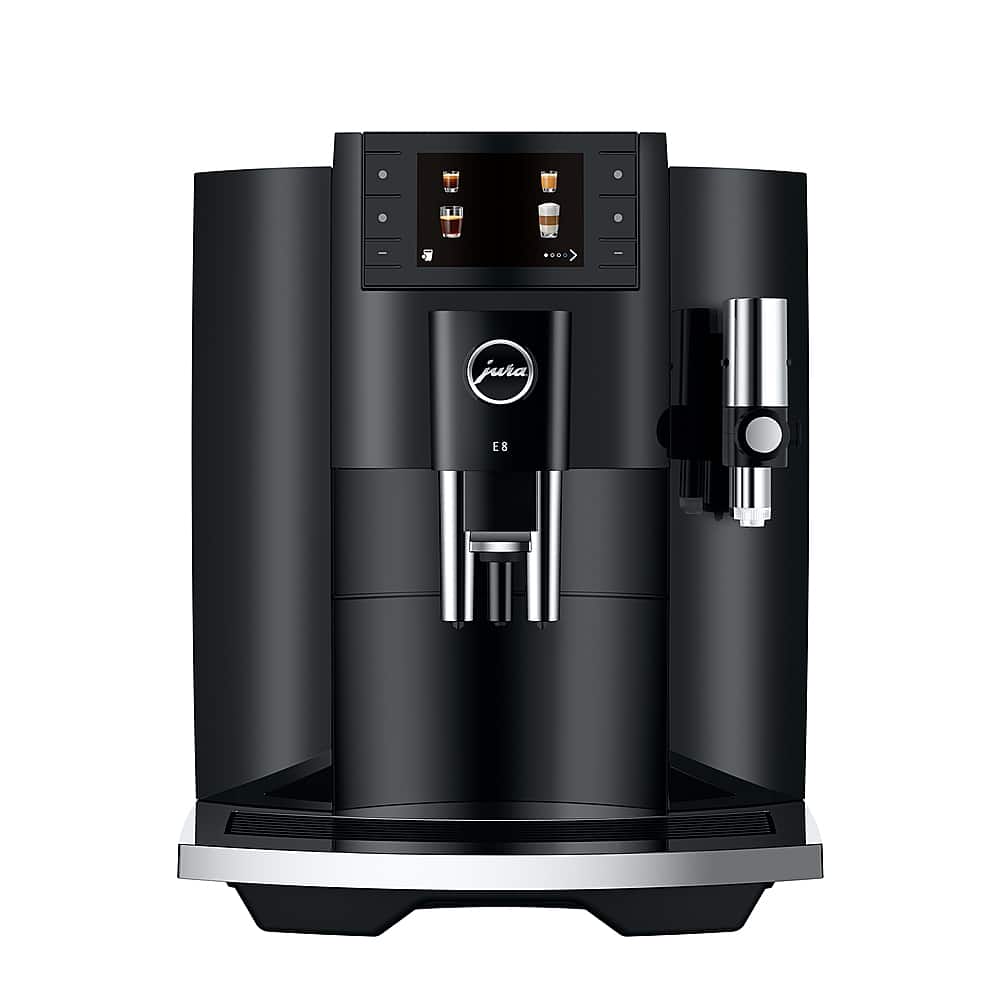 JURA - E8 Single Serve Automatic Espresso and Coffee Machine with 15 Bars of Pressure - Black - Front_Zoom