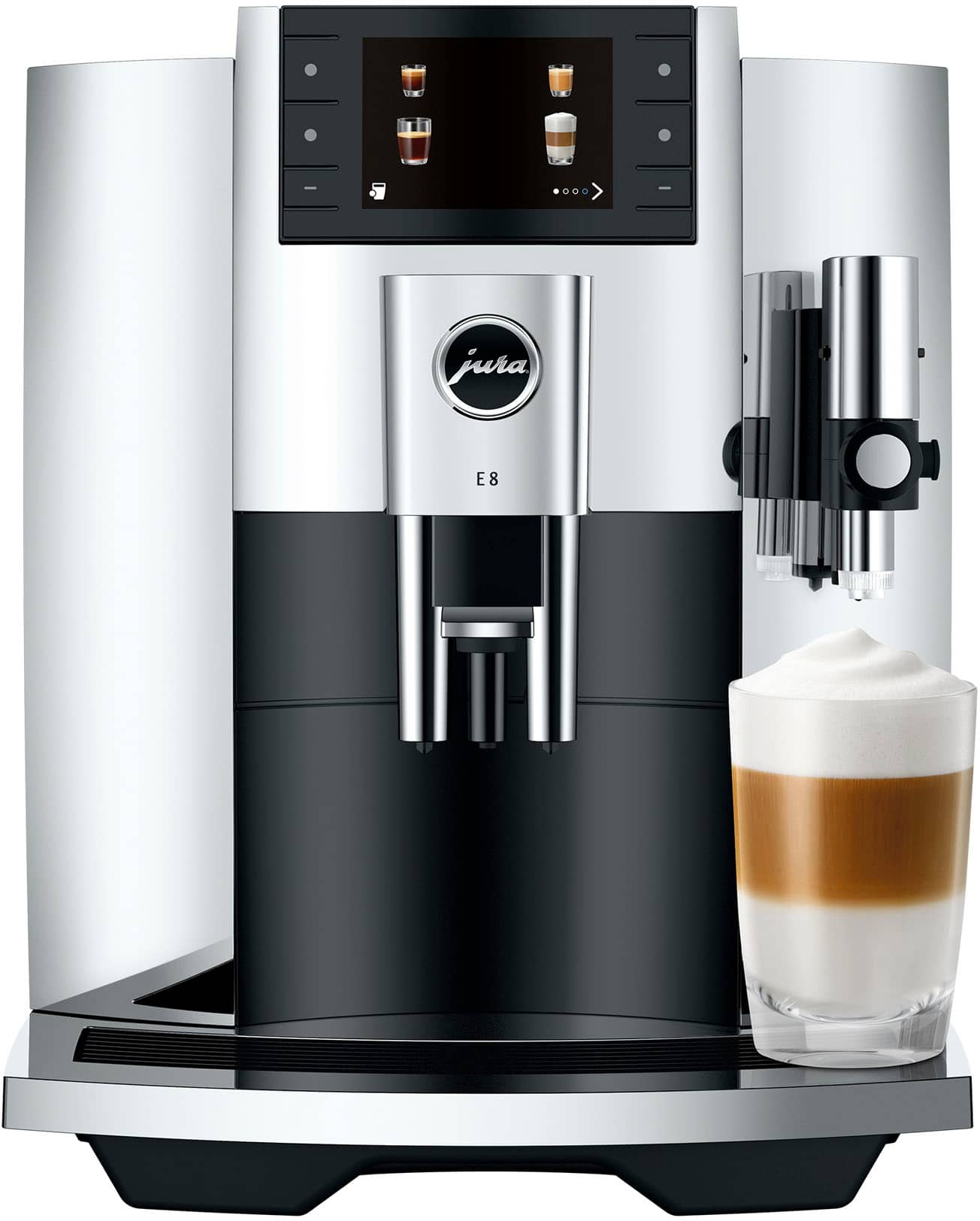 The text "U.. jura ES" refers to a Jura coffee machine, which is a type of espresso machine. The machine is designed to make coffee and other hot beverages, and it is often used in commercial settings such as cafes and offices. The image shows a Jura coffee machine with a cup of coffee being prepared, indicating that the machine is in use.