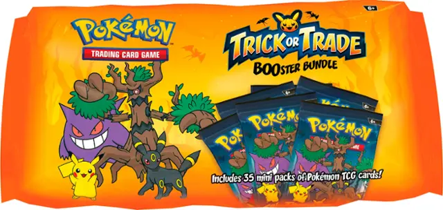 Pokemon Trading Card Game Trick or Trade Booster Bundle includes 35 mini packs of Pokemon TCG cards!