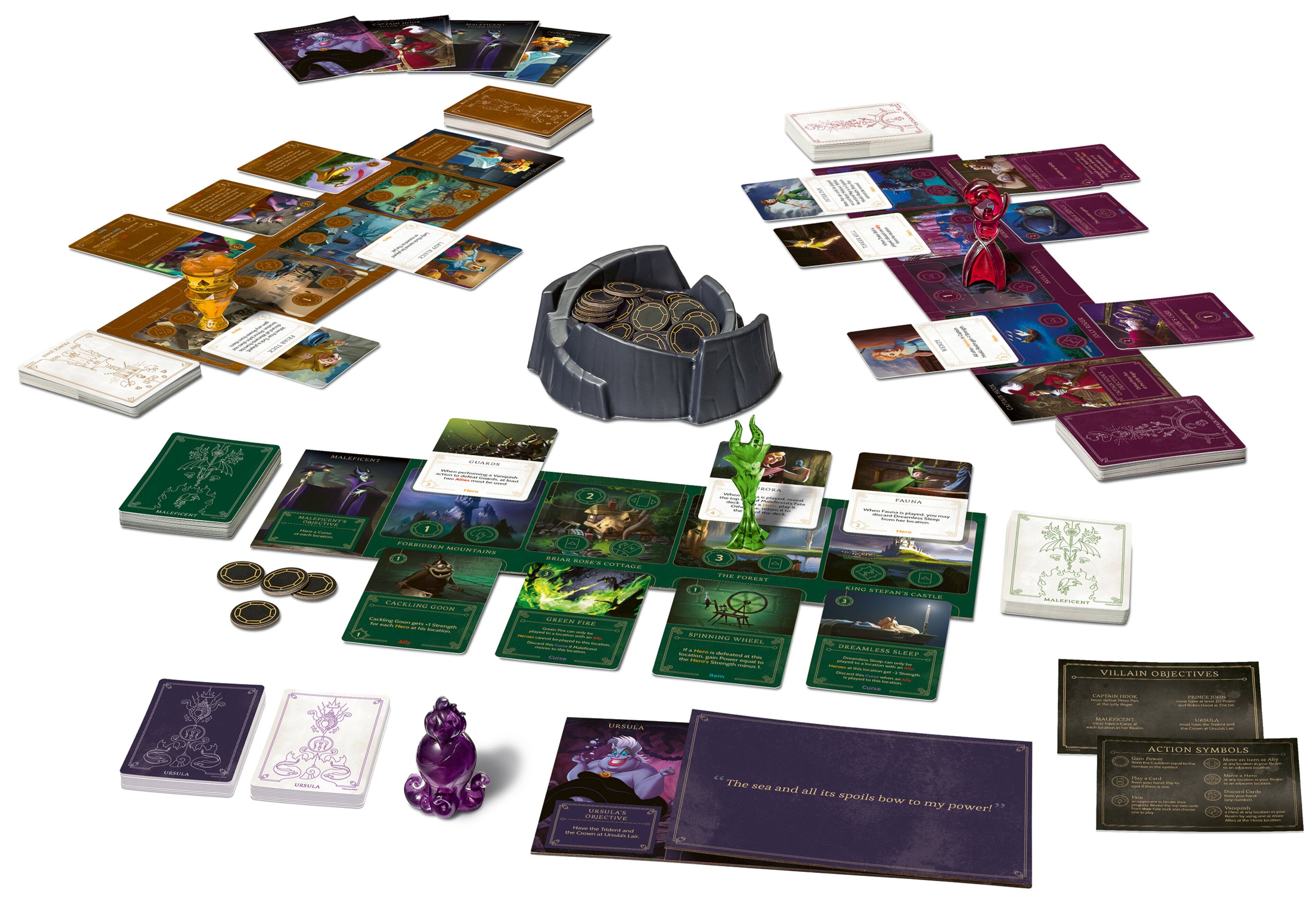 The image features a collection of various cards and items, likely from a game or a deck of cards. The cards are spread out on a table, showcasing different designs and themes. Some of the cards are purple, while others have unique designs or symbols. The assortment of cards and items on the table creates an interesting and engaging visual display.