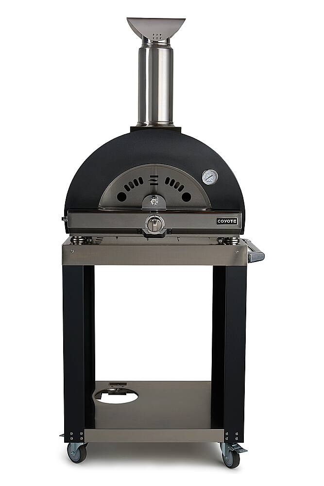 Left. Coyote Outdoor Living - 30" Cart for Coyote Hybrid Pizza Oven - Black.