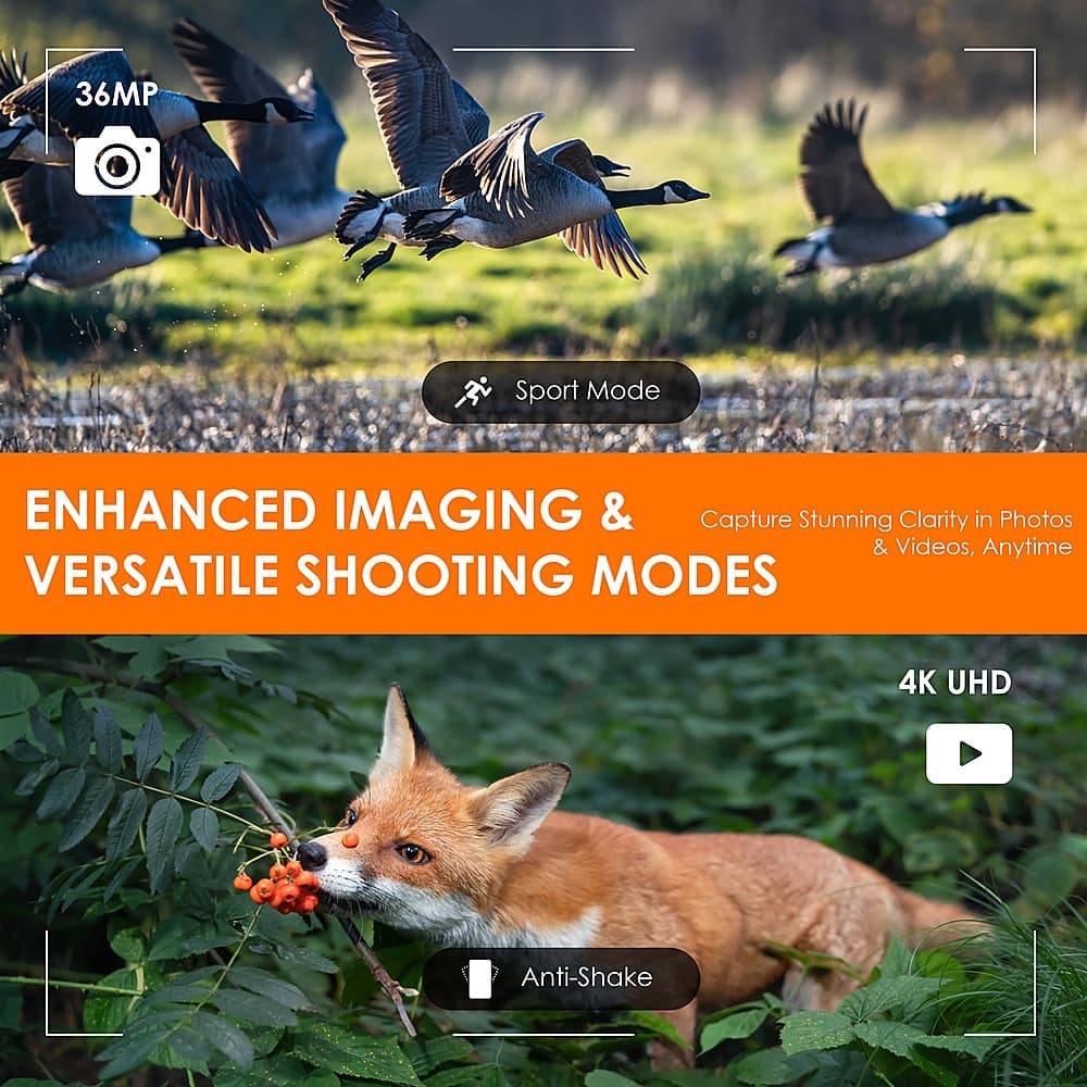 Enhanced Imaging & Capture Stunning Clarity in Photos & Videos, Anytime Versatile Shooting Modes 4K UHD Anti-Shake