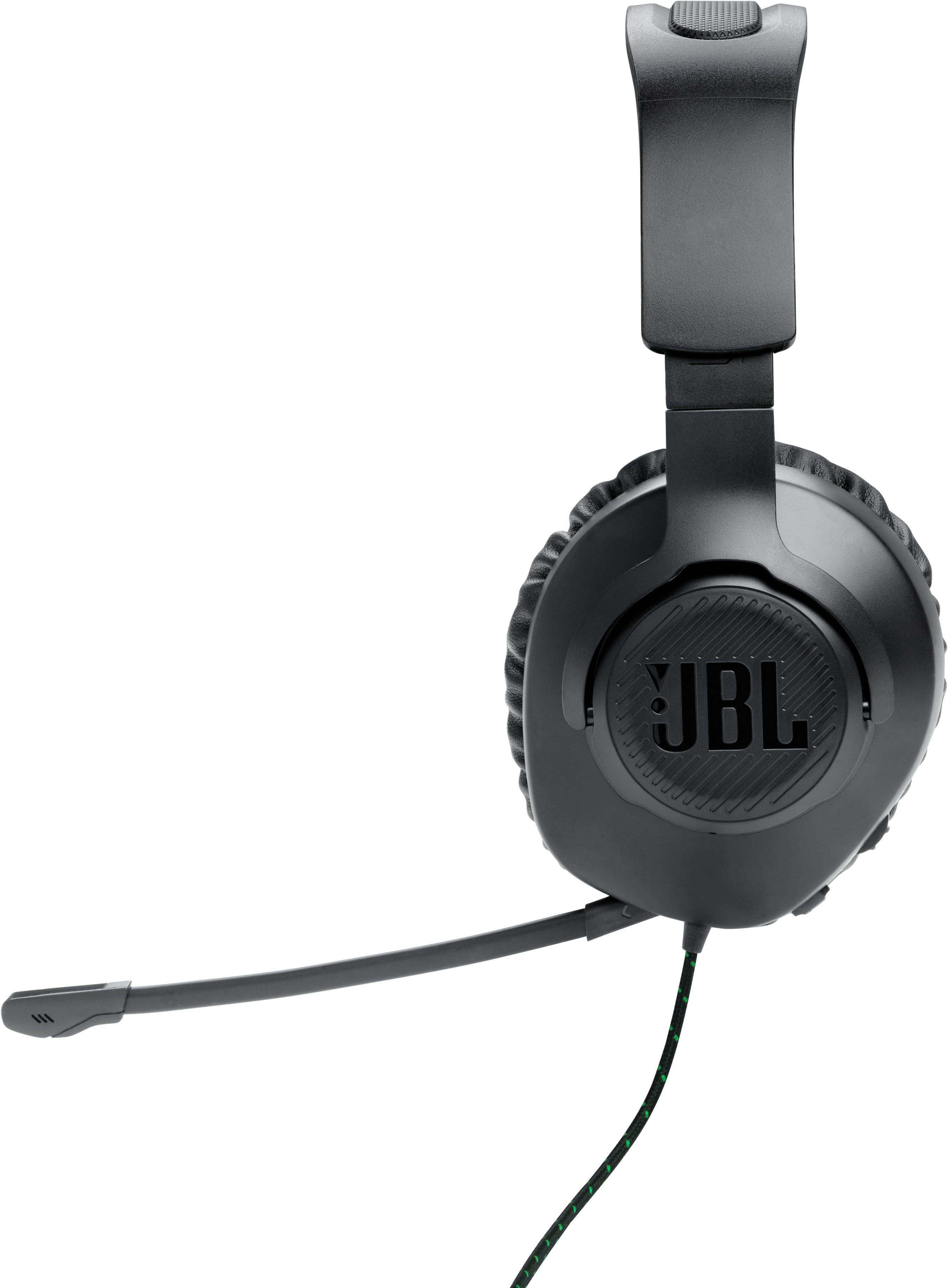 Left. JBL - Quantum 100X Wired Gaming Headset for Xbox, PC, Switch, PS5 and PS4 - Black.