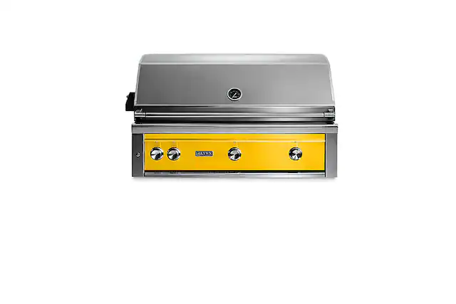 Angle. Viking - Professional 42-inch Built-In Gas Grill - California Poppy.