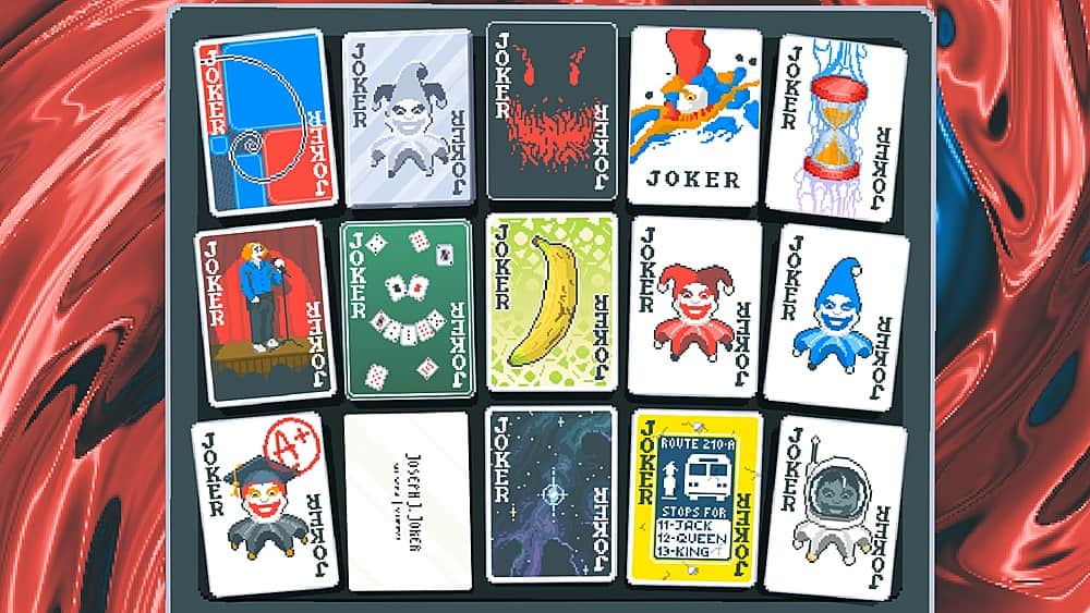 The image features a collection of cards, including a Joker card. The cards are grouped together, with some of them being placed in a tray. The text on the image reads "Joker" multiple times, indicating that the Joker card is a prominent feature in the collection.