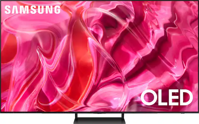 Front. Samsung - 65" Class S90C OLED 4K UHD Smart Tizen TV - Titan Black.