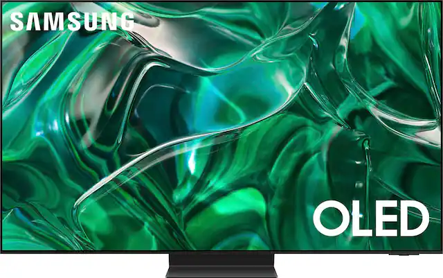 Front. Samsung - 65" Class S95C OLED 4K UHD Smart Tizen TV - Titan Black.